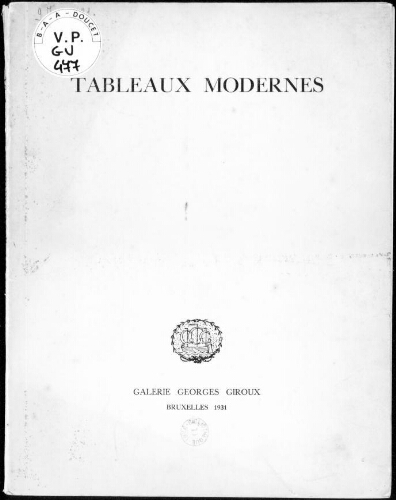 Tableaux modernes provenant des collections de divers amateurs : [vente du 9 mars 1931]