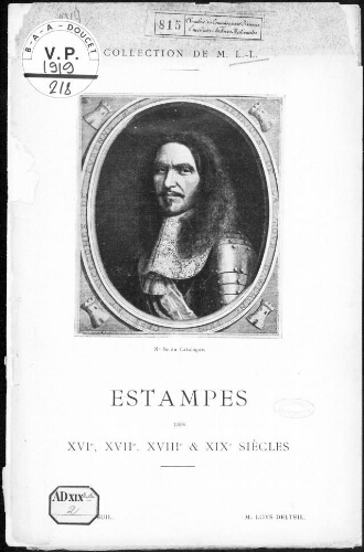 Catalogue des estampes des XVIe, XVIIe, XVIIIe et XIXe siècles [...] : [vente des 4 et 5 juin 1919]