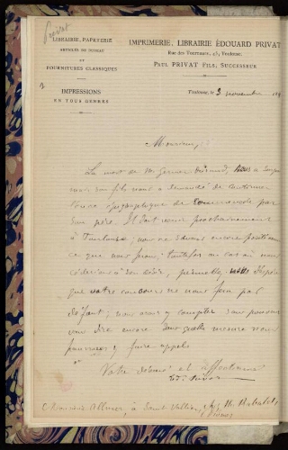 [Lettres à Auguste Allmer d'Édouard Privat, Émile Connac et Albert Lebègue]