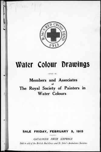 Catalogue of water colour drawings […] : [vente du 5 février 1915]