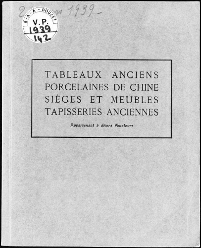 Tableaux anciens, dessins, pastels […] : [vente du 24 mars 1939]