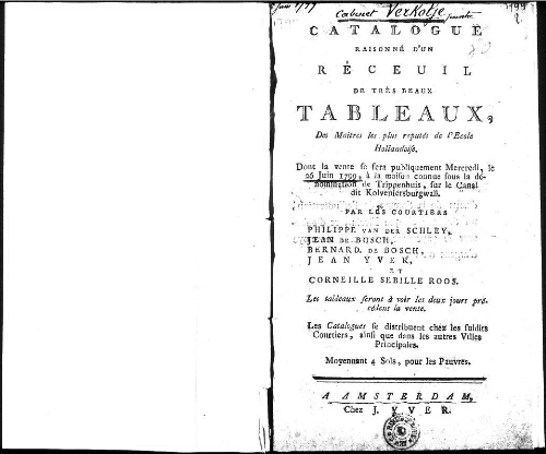Catalogue raisonné d'un recueil de très beaux tableaux [...] : [vente du 26 juin 1799]