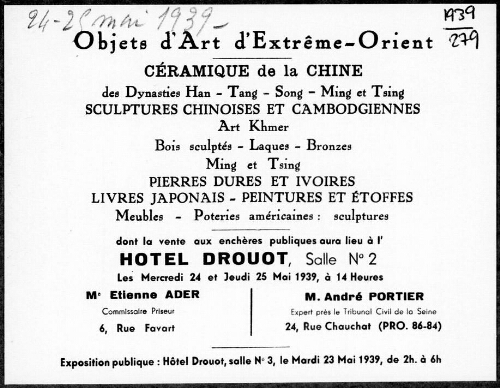 Objets d'art d'Extrême-Orient […] : [vente des 24 et 25 mai 1939]