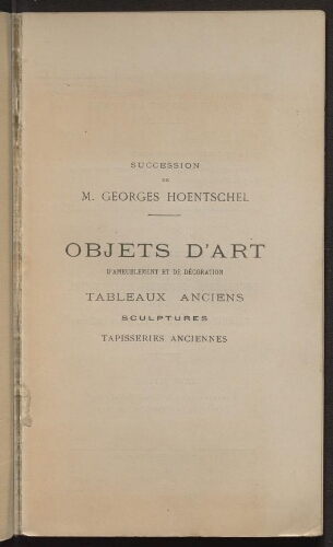 Succession Georges Hoentschel. 1re vente [...] : [vente du 31 mars au 2 avril 1919]