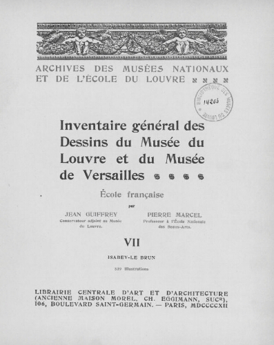 Inventaire général des dessins du Musée du Louvre et du Musée de Versailles. Tome 7 : Isabey-Lebrun