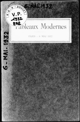 Tableaux modernes, pastels, aquarelles, gouaches, dessins : [vente du 6 mai 1932]