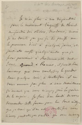 Lettres à Madame Boulanger-Cavé et à divers