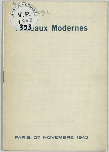Tableaux modernes : [vente du 27 novembre 1942]