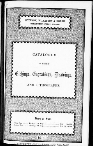 Catalogue of modern etchings, engravings, drawings and lithographs [...] : [vente du 1er mai 1914]