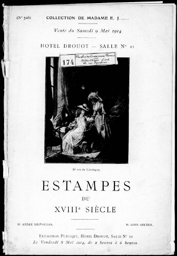 Catalogue des estampes du XVIIIe siècle [...] : [vente du 9 mai 1914]