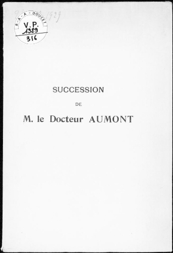 Succession de M. le Docteur Aumont : [vente du 24 avril 1929]