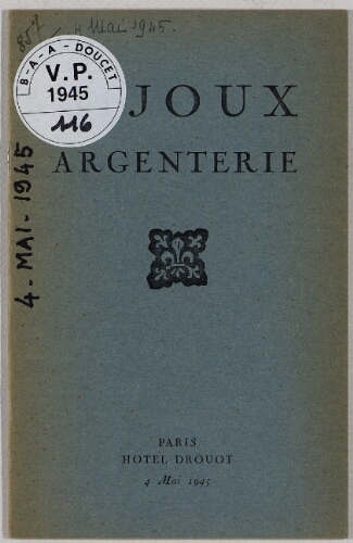 Bijoux, argenterie : [vente du 4 mai 1945]