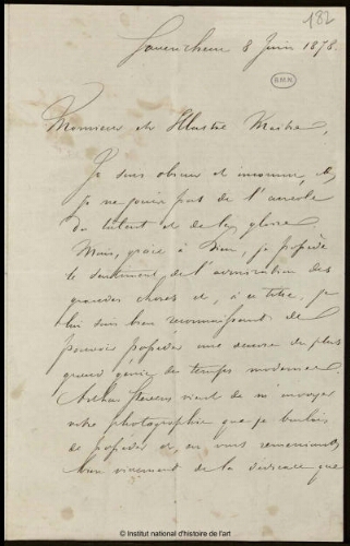Lettre à Jean-Louis-Ernest Meissonier, 8 juin 1878