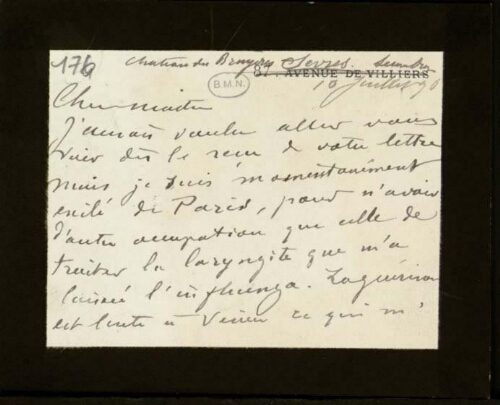 Lettre à Jean-Louis-Ernest Meissonier, 10 juillet 1890