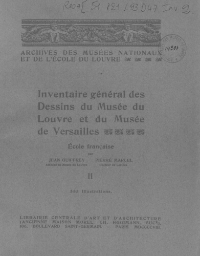 Inventaire général des dessins du Musée du Louvre et du Musée de Versailles. Tome 2 : Bouchardon-Callot