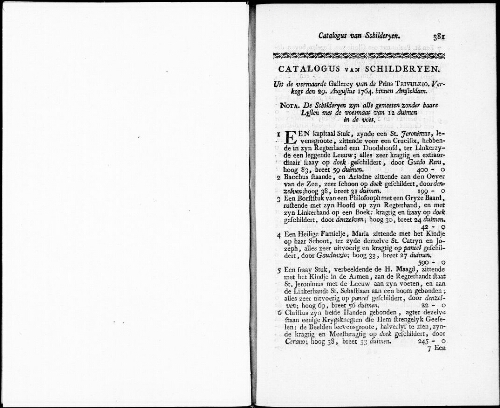 Catalogus van Schilderyen uit de vermaarde Gallerey van de Prins Trivulzio [...] : [vente du 29 août 1764]