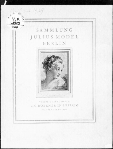 Sammlung Julius Model, Berlin : [vente du 13 au 15 mai 1929]