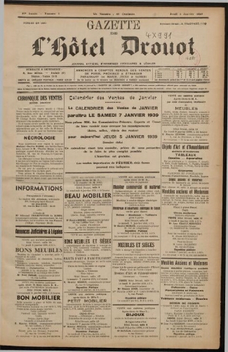 Gazette de l'Hôtel Drouot. 57 : 1939