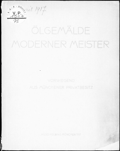 Ölgemälde moderner Meister […] : [vente du 28 avril 1917]