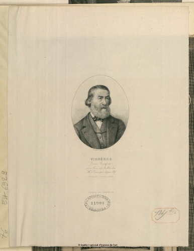 Vignères Jean Eugène, né à Paris, 24 juillet 1812, marchand d'estampes depuis 1826