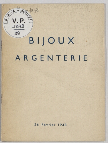 Bijoux, argenterie : [vente du 26 février 1943]