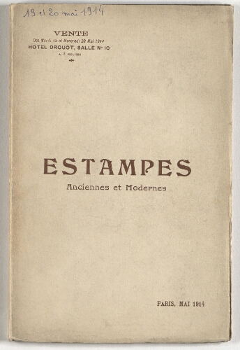 Catalogue des estampes anciennes et modernes provenant de la collection d'un amateur […] : [vente du 19 mai 1914]