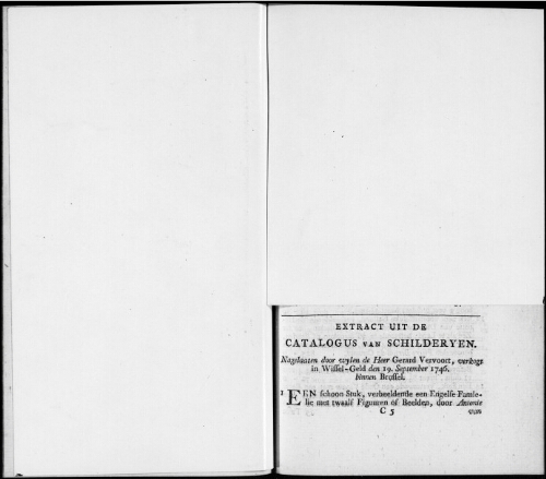 Extract uit de Catalogus van Schilderyen nagelaateen door wylen de Heer Gerard Vervoort [...] : [vente du 19 septembre 1746]