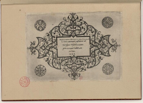 Livre contenant passement de moresques très utile à toutes gens exerçant le dict art en l'an 1563
