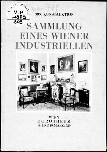 Sammlung eines Wiener Industriellen : [vente des 18 et 19 mars 1929]