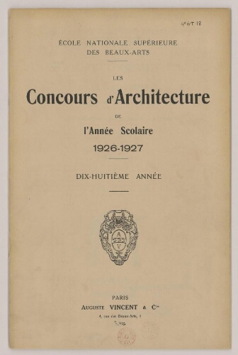 Concours d'architecture de l'année scolaire 1926-1927