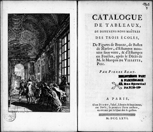 Catalogue de tableaux de différents bons maîtres des trois écoles [...] : [vente du 8 avril 1765]