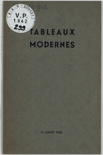 Tableaux modernes : [vente du 13 juillet 1942]