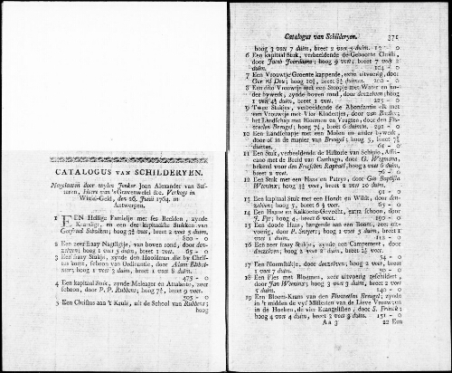 Catalogus van Schilderyen nagelaaten door wylen Jonker Joan Alexander van Susteren [...] : [vente du 26 juin 1764]