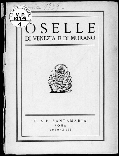 Oselle di Venezia e di Murano [...] : [vente du 4 janvier 1939]
