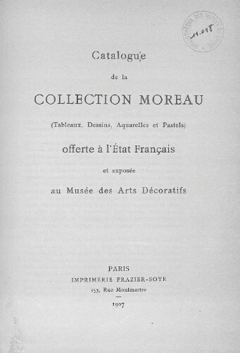 Catalogue de la Collection Moreau