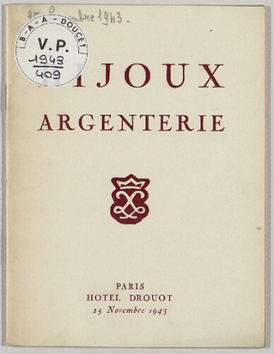 Bijoux, argenterie : [vente du 25 novembre 1943]