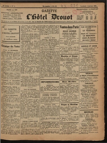 Gazette de l'Hôtel Drouot. 65 : 1947