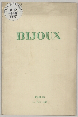 Bijoux : [vente du 10 juin 1943]