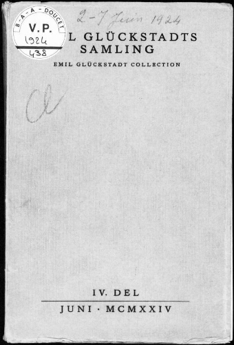 Emil Glückstadts samling, Emil Glückstadts collection : [vente du 2 au 7 juin 1924]