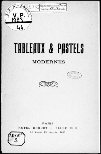 Tableaux et pastels modernes : [vente du 29 janvier 1923]