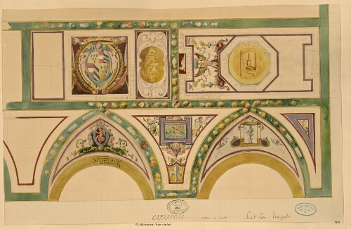 Caprarola dans le Casin, peint par Tempesta [plafond et arcades]