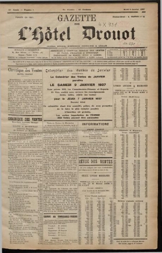Gazette de l'Hôtel Drouot. 55 : 1937