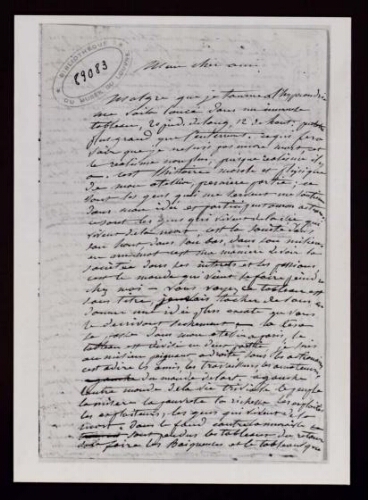 Gustave Courbet. Lettre adressée à Champfleury