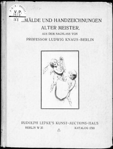 Gemälde und Handzeichnungen alter Meister […] : [vente du 30 octobre 1917]