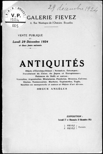 Antiquités, objets d'art d'Extrême-Orient [...] : [vente du 29 au 31 décembre 1924]