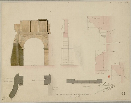 Nismes 1832, porte antique romaine aujourd'hui (porte de France)