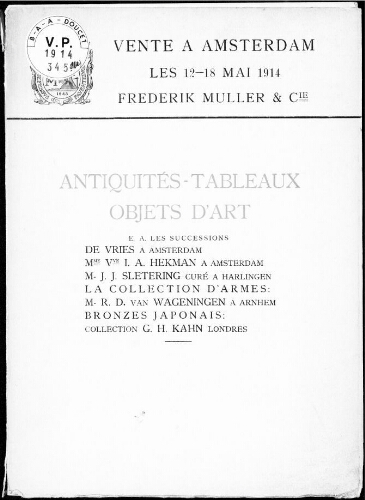 Tableaux, antiquités et objets d’art [...] : [vente du 12 mai 1914]