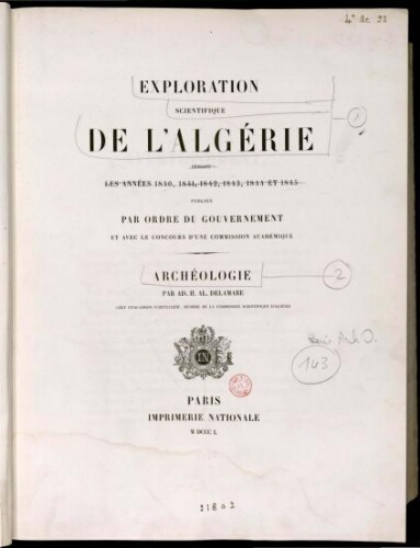 Exploration scientifique de l'Algérie pendant les années 1840-1845 : planches