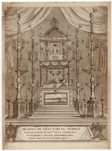 Mausoleum erectum in Templo Patrum Anglorum Soc.tis Iesu Audomari, in Solemnibus exequiis Serenissimi Jacobi II, Angliae Regis die XVII Novembris MDCCI