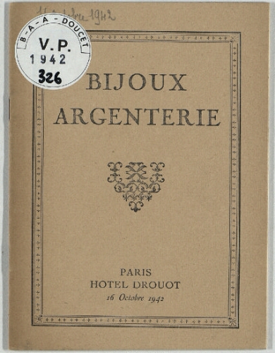Bijoux, argenterie : [vente du 16 octobre 1942]